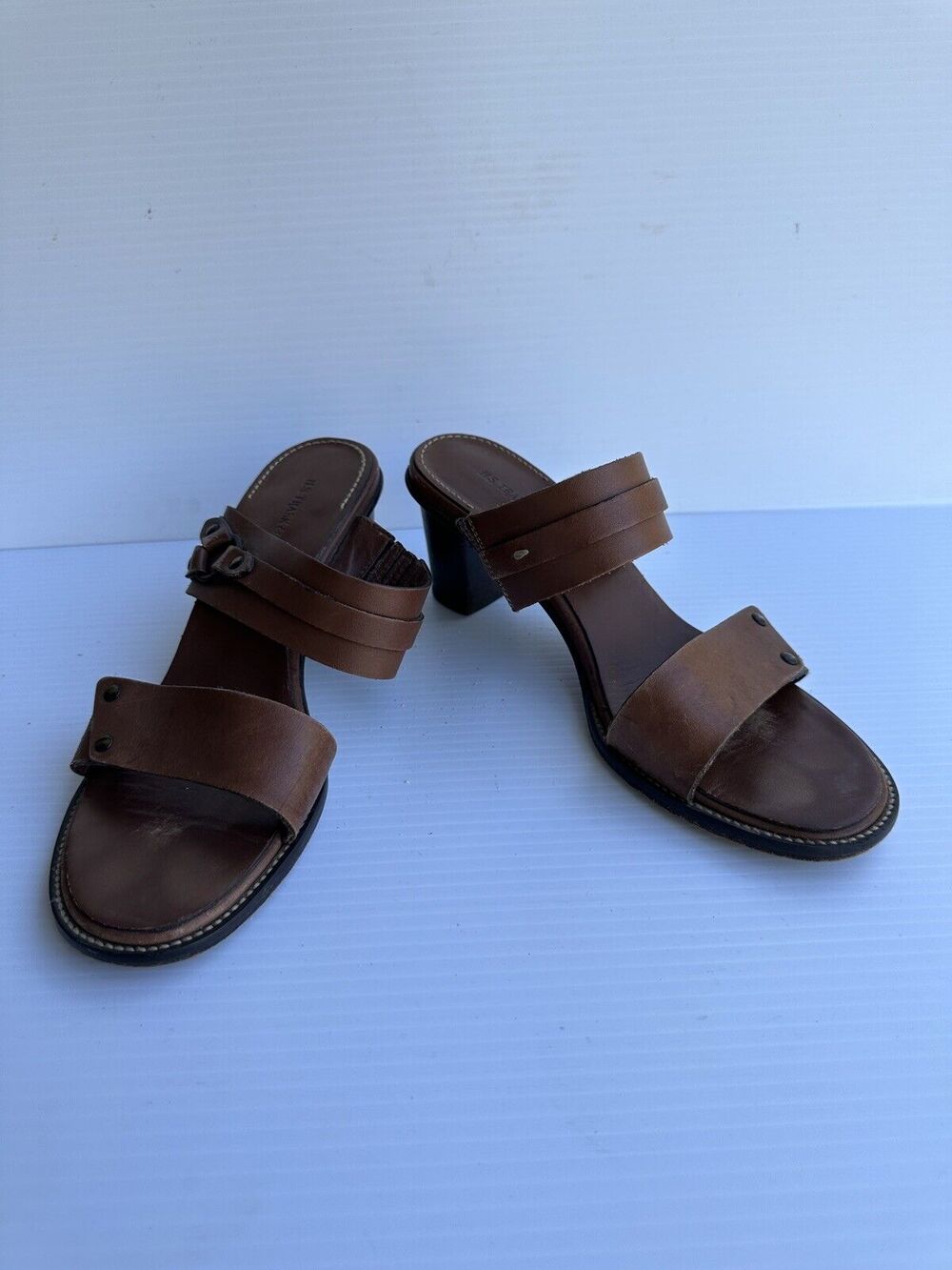 H.S. Trask & Co Shoes Womens 9m Brown Leather Slip On Sandals H2339 Brazil